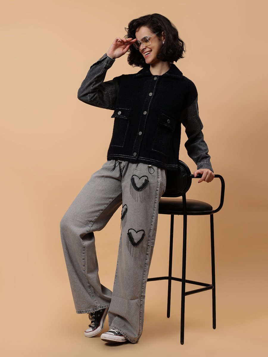 Gaiia Denim Sleeve Winter Shacket - GAIIA