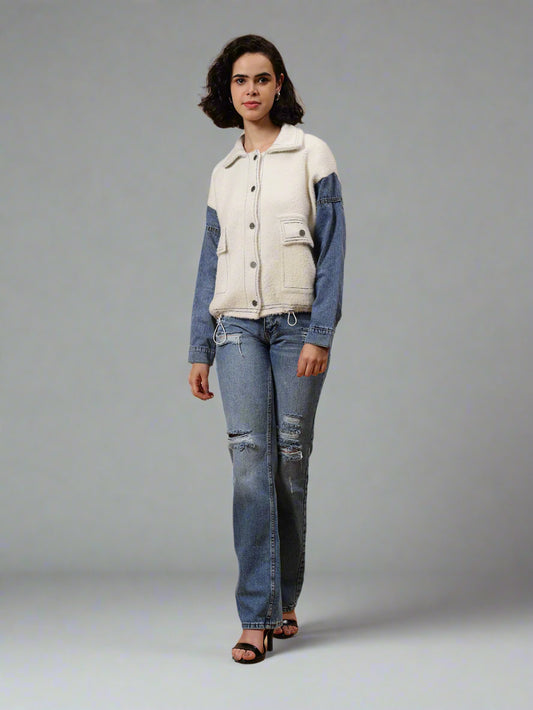 Gaiia Denim Sleeve Winter Shacket