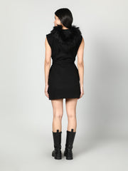 Gaiia Sleeveless Zipper With Fur Hoodie