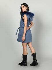 Gaiia Sleeveless Zipper With Fur Hoodie