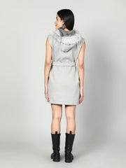Gaiia Sleeveless Zipper With Fur Hoodie