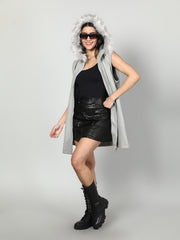 Gaiia Sleeveless Zipper With Fur Hoodie