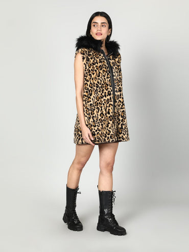 Gaiia Leopard Print Fur Jacket - Beige - GAIIA