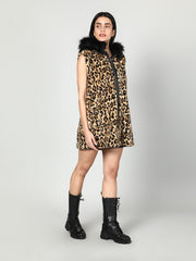 Gaiia Leopard Print Fur Jacket - Beige