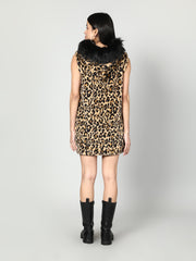 Gaiia Leopard Print Fur Jacket - Beige