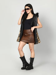 Gaiia Leopard Print Fur Jacket - Beige