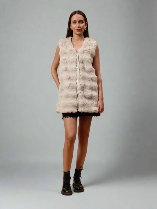 Gaiia Sleeveless Soft Fluffy Faux Fur Jacket