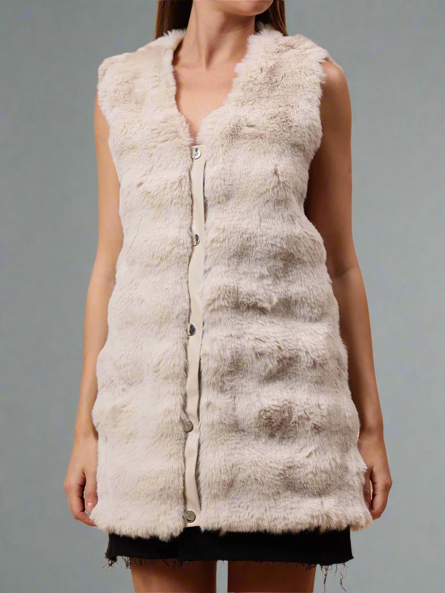 Gaiia Sleeveless Soft Fluffy Faux Fur Jacket - GAIIA