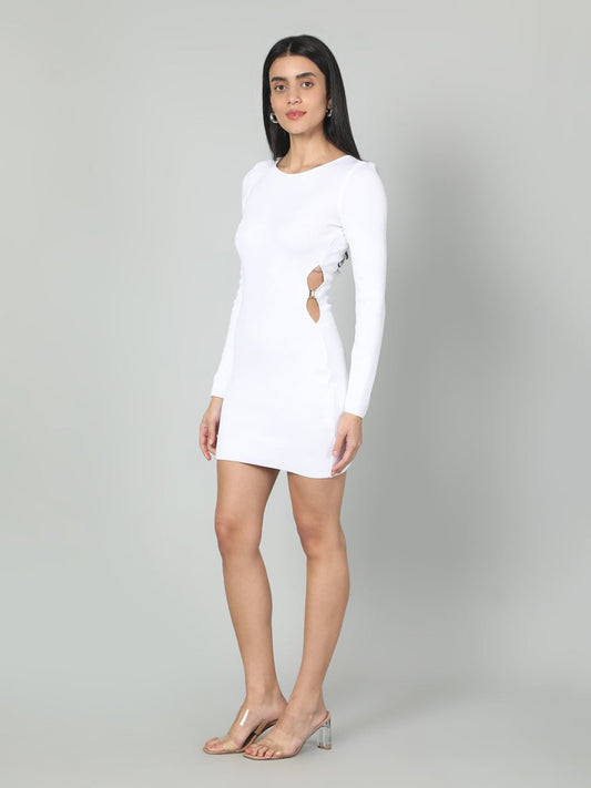 Gaiia Women Solid Bodycon Dress - White - GAIIA