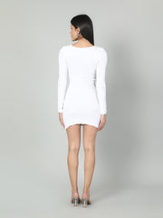 Gaiia Women Solid Bodycon Dress - White