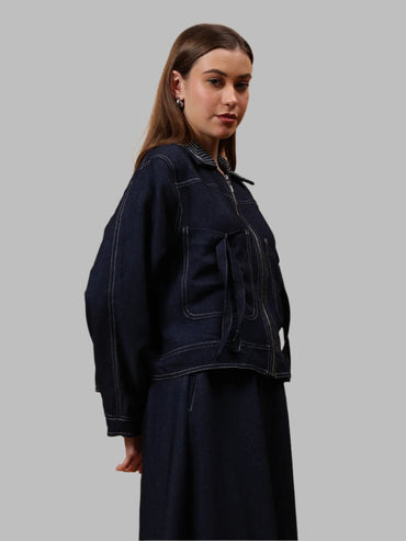 Gaiia Denim Jacket And Skirt Co - Ord Set - Blue - GAIIA