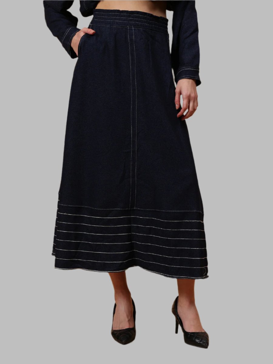 Gaiia Denim Jacket And Skirt Co - Ord Set - Blue - GAIIA