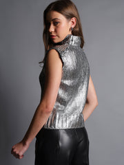 Gaiia Sleeveless Mettalic Winter Top