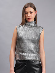 Gaiia Sleeveless Mettalic Winter Top