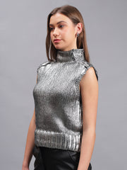 Gaiia Sleeveless Mettalic Winter Top