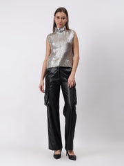 Gaiia Sleeveless Mettalic Winter Top