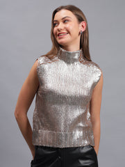 Gaiia Sleeveless Mettalic Winter Top