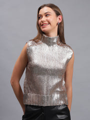 Gaiia Sleeveless Mettalic Winter Top