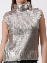 Gaiia Sleeveless Mettalic Winter Top