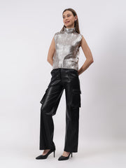Gaiia Sleeveless Mettalic Winter Top