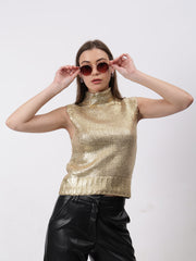 Gaiia Sleeveless Mettalic Winter Top