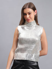 Gaiia Sleeveless Mettalic Winter Top
