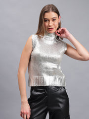 Gaiia Sleeveless Mettalic Winter Top