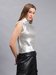 Gaiia Sleeveless Mettalic Winter Top