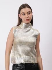 Gaiia Sleeveless Mettalic Winter Top
