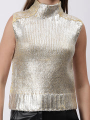 Gaiia Sleeveless Mettalic Winter Top