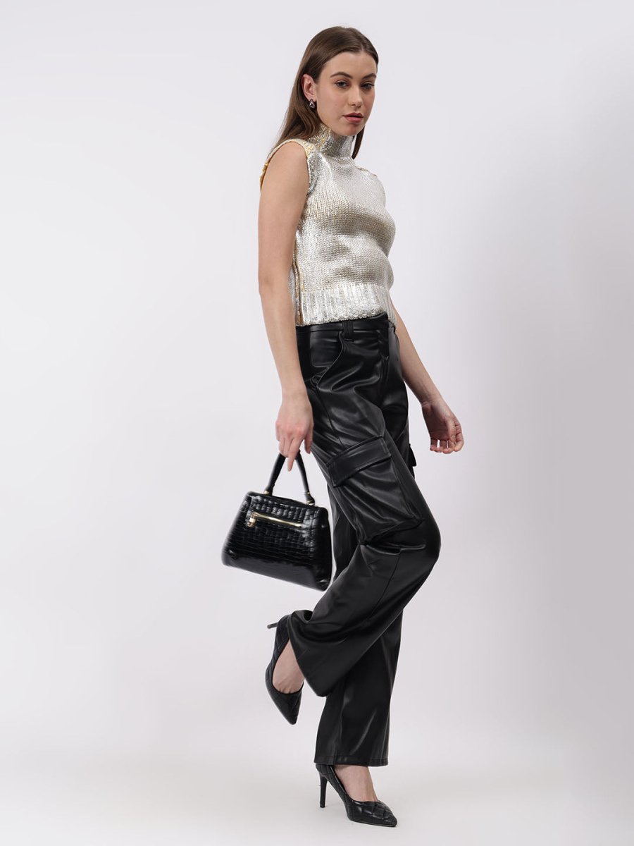 Gaiia Sleeveless Mettalic Winter Top - GAIIA