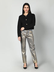 Gaiia Women Solid Woolen Boxy Cardigan