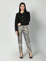 Gaiia Women Solid Woolen Boxy Cardigan