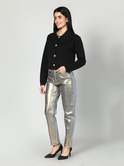 Gaiia Women Solid Woolen Boxy Cardigan