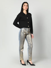 Gaiia Women Solid Woolen Boxy Cardigan