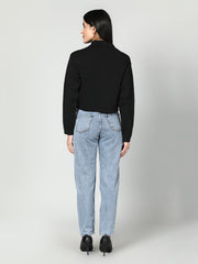 Gaiia Women Solid Woolen Boxy Cardigan