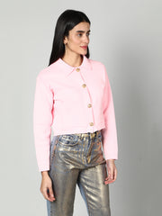 Gaiia Women Solid Woolen Boxy Cardigan