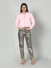 Gaiia Women Solid Woolen Boxy Cardigan