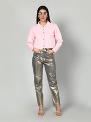 Gaiia Women Solid Woolen Boxy Cardigan