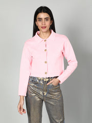 Gaiia Women Solid Woolen Boxy Cardigan