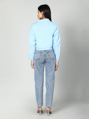 Gaiia Women Solid Woolen Boxy Cardigan