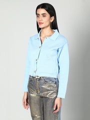 Gaiia Women Solid Woolen Boxy Cardigan