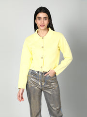 Gaiia Women Solid Woolen Boxy Cardigan