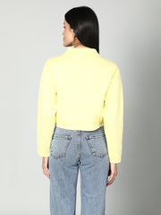 Gaiia Women Solid Woolen Boxy Cardigan