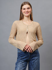 Gaiia Self Design Long Sleeve Top With Button
