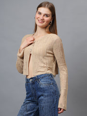 Gaiia Self Design Long Sleeve Top With Button
