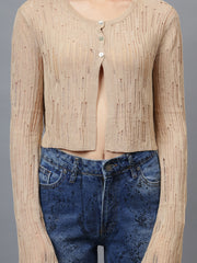 Gaiia Self Design Long Sleeve Top With Button