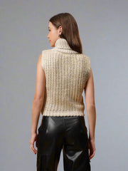 Gaiia Sleeveless High Neck Mettalic Top