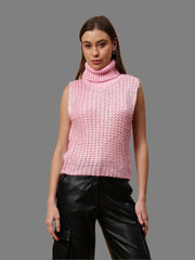 Gaiia Sleeveless High Neck Mettalic Top