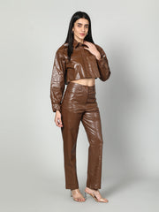 Gaiia Croc Leather Co-Ord Set